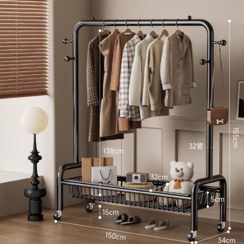 32 원형도어형/단층메쉬바구니/후크4개+바퀴-150㎝-크림 화이트