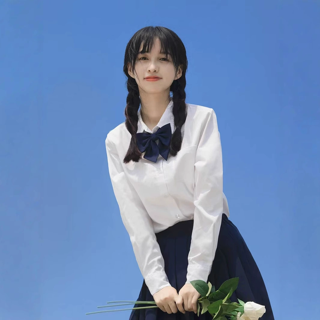 Jk белая рубашка женская основа с острым воротником, дикий топ