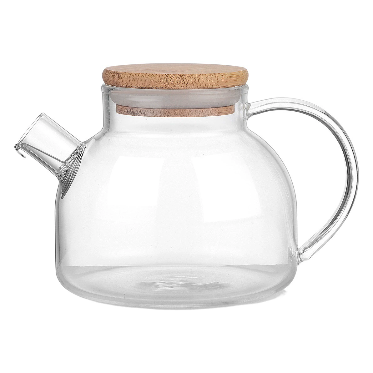 Чайник из боросиликатного стекла Бамбуковая крышка Чайник для холодной воды Бытовой чайник для холодной воды Цветочный чайник Прозрачный фруктовый горшок