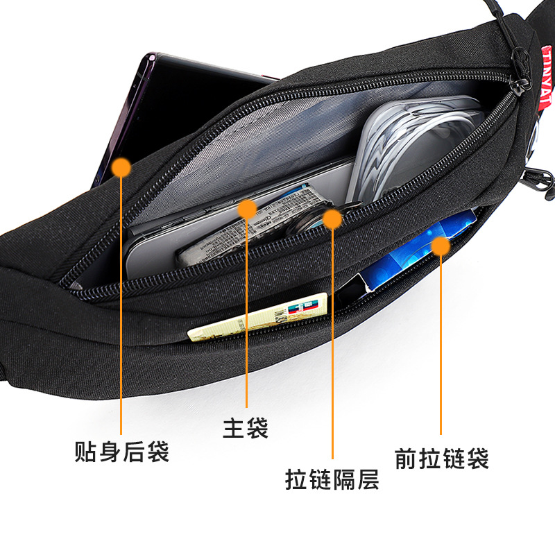 Waist Bag Wholesale Men's Outdoor Sports Bag Mobile Phone Waist Bag Custom Nylon Waterproof Shoulder Crossbody Bag Men's Chest Bag