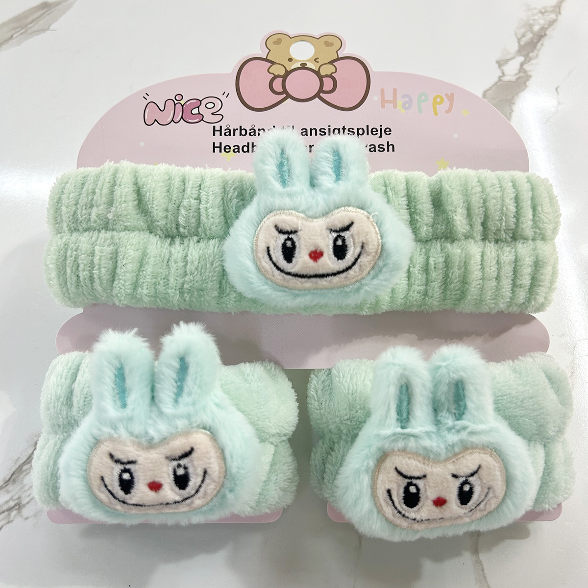 Banda de cabello de moda con tarjeta de papel dulce decoración de animales pequeños de peluche de lavado banda de cabello de dibujos animados correa de muñeca tridimensional