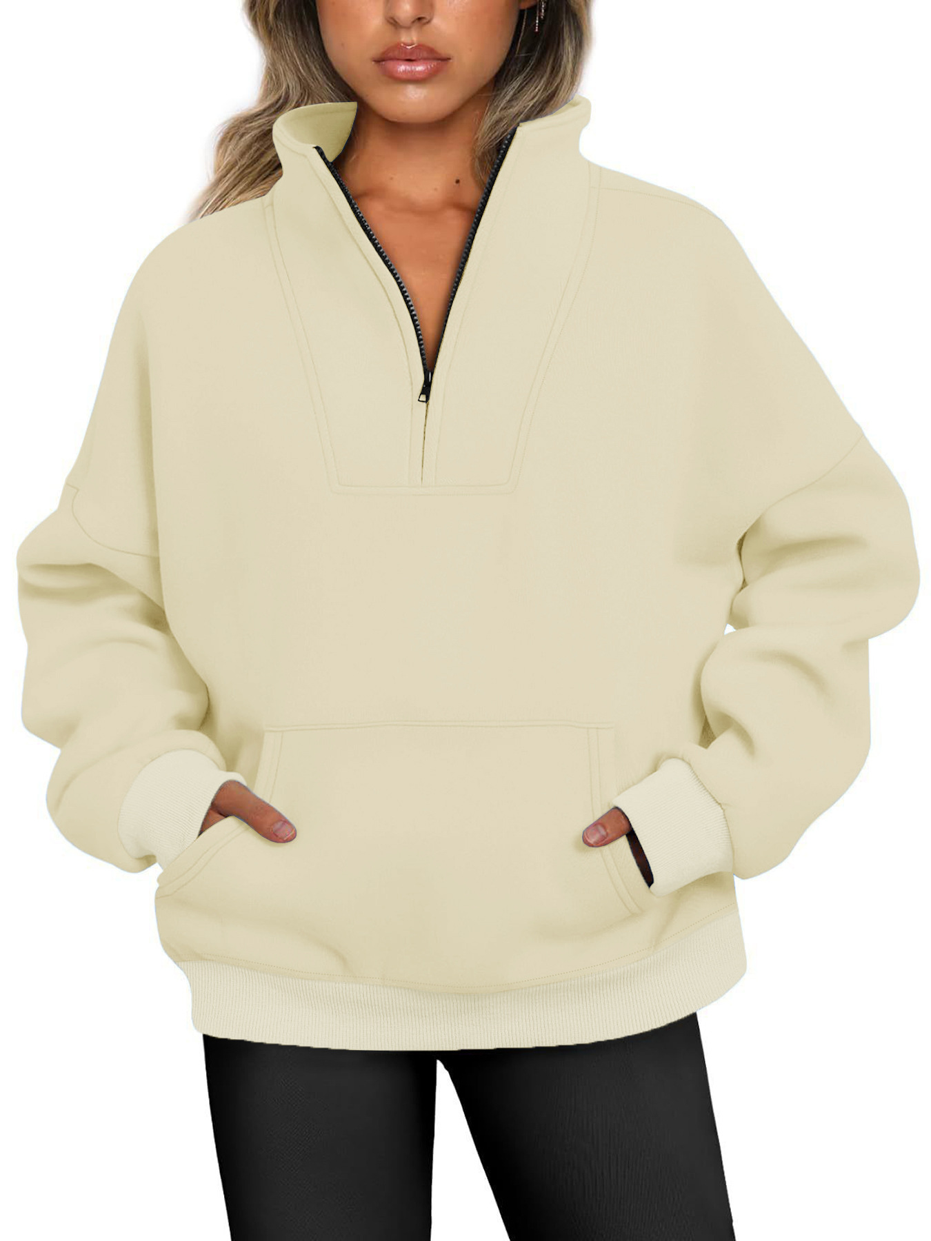 Women's Hoodie Long Sleeve Sweaters & Cardigans Zipper Simple Style Solid Color display picture 8