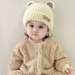 新款针织帽宝宝毛线帽子秋冬季女男童婴幼儿保暖护耳帽加厚毛绒帽