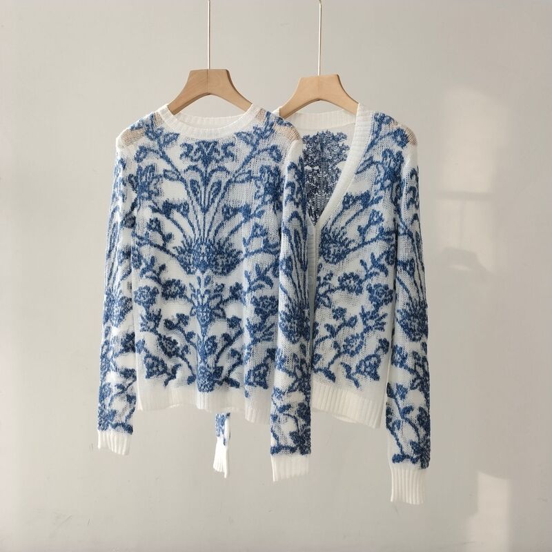 Cd's Early Autumn New Women's Classy Embroidered Mulberry Silk Cashmere Knitwear Knitwear Thin Long-Sleeved Cardigan Outwear for Women Cd's Early Autumn New Women's Classy Embroidered Mulberry Silk Cashmere Knitwear Knitwear Thin Long-Sleeved Cardigan Outwear for Women