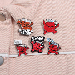 新款創意趣味紅色液體杯子造型卡通金屬徽章個性字母固定裝飾扣針