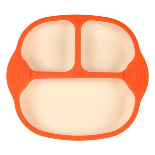 Square two-color baby dinner plate liquid silicone suction cup integrated children's baby silicone anti-fall suction cup bowl dinner plate