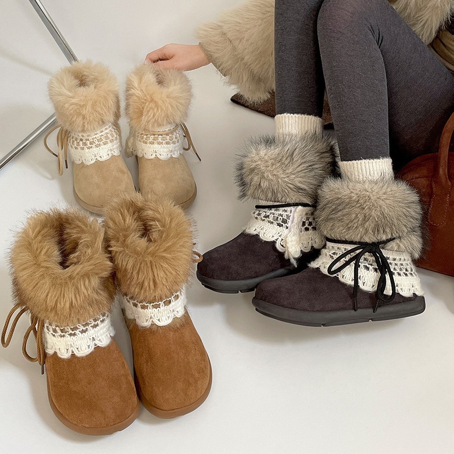 女王范加绒保暖厚底雪地靴女款2025新款冬季防滑加厚毛毛棉鞋子