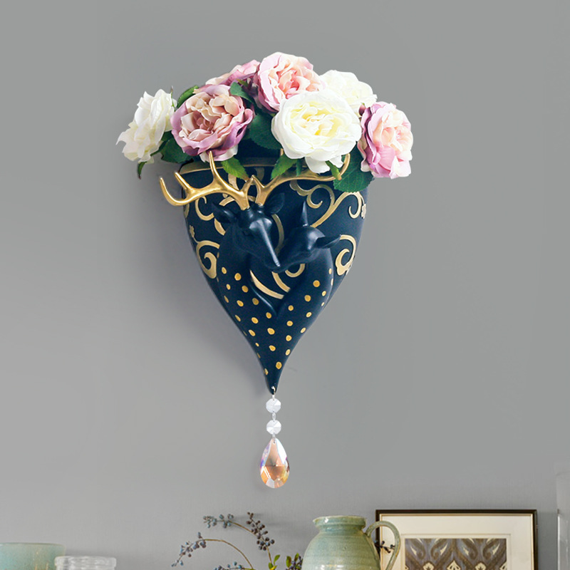Luz nórdica lujo Eros decorativo colgante de pared jarrón creativo hogar pared decoración Fondo pared jarrón de flores secas colgante de pared