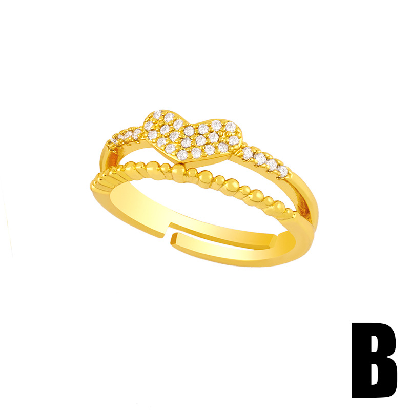 Bague Ouverte En Zircon En Forme De Cœur Simple Corée display picture 4