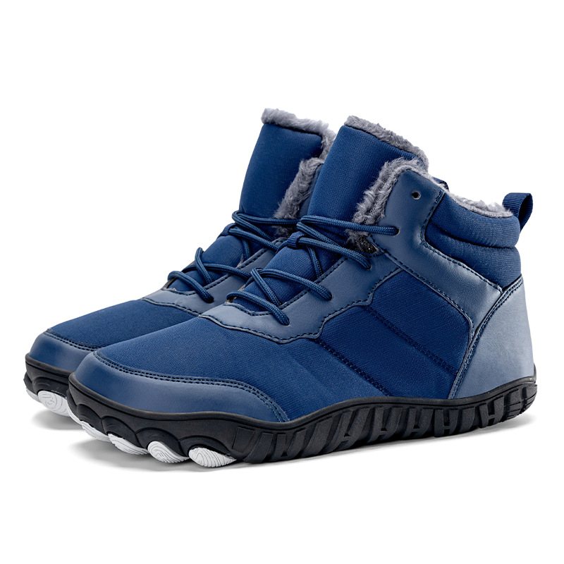 Nuevos zapatos de algodón cálidos en invierno, zapatos casuales al aire libre, zapatos deportivos de cinco dedos y botas de nieve engrosadas de terciopelo para parejas masculinas