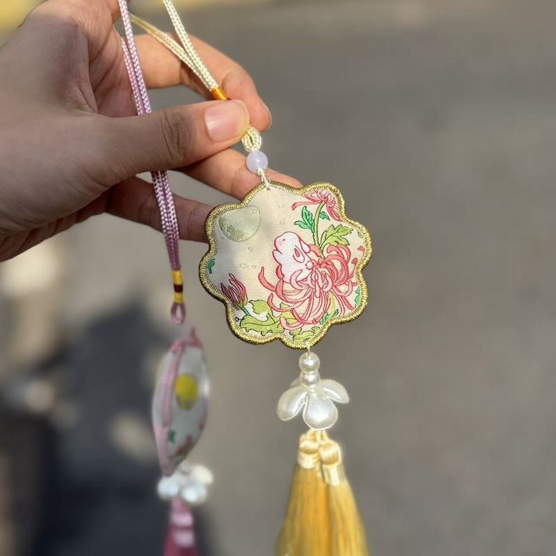 新款中秋节刺绣香囊挂件文创景区寺庙祈愿香包节日随身荷包护身符|undefined