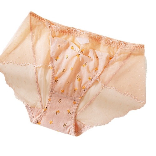 Breasts wheeze ~ Little fairy girl underwear cute little floral lace translucent skin-friendly women's briefs cross-border