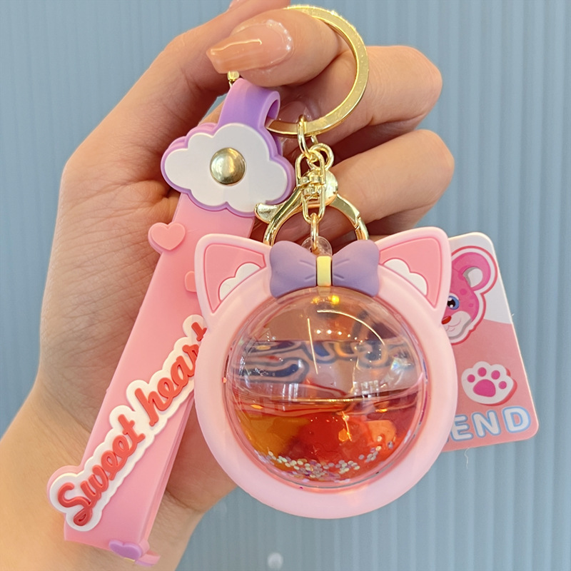 Star Delu Flowing Sand Bottle Wholesale Acrylic Keychain DIY Bag Hanging Pieces Oil in Keychain Small Gift Wholesale