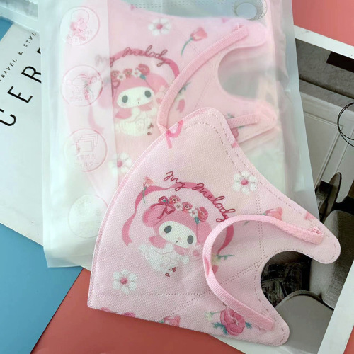 3D three-dimensional small flower Kuromi and cinnamon dog print children and adults disposable protection