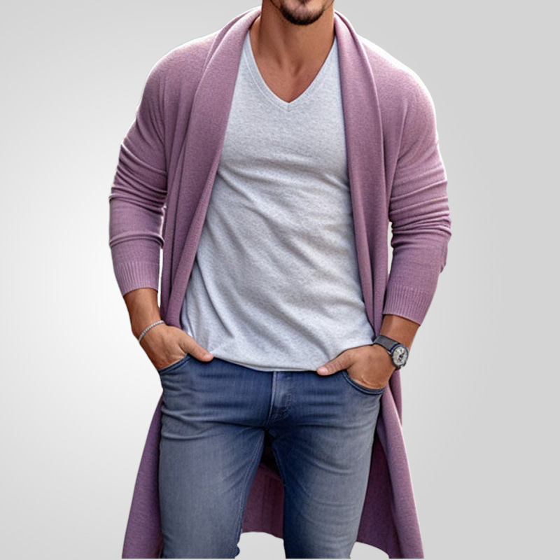 Men's Clothing spring and autumn thin sweaters men's loose long woolen jacket_voghion.com