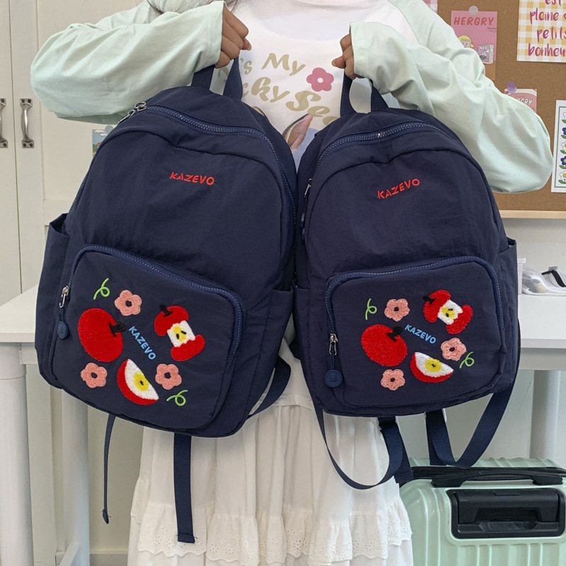 Japanese-Style Ins New High-Value Fresh Sweet Cute Apple Backpack for Middle and High School Students Lightweight Travel Backpack
