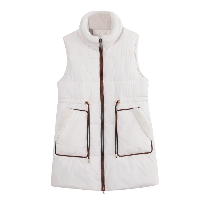 2025 otoño y invierno nuevo chaleco de algodón para mujeres de estilo largo estilo coreano delgado y versátil chaleco de algodón