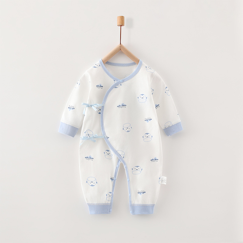 올 프린트 블루 펭귄(나사형 점프수트)