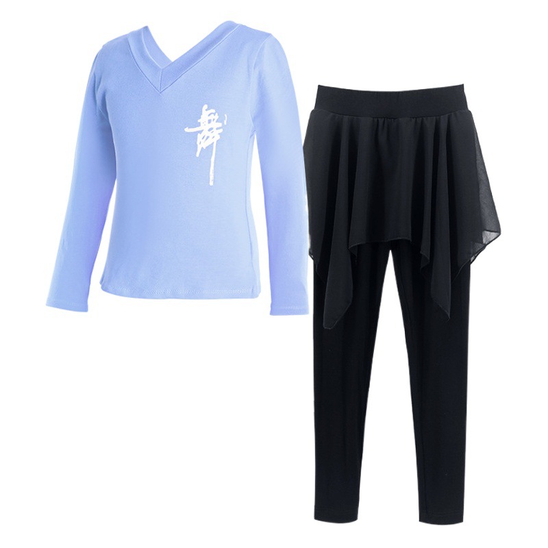 Ropa de baile para niños ballet para Niñas Ropa de baile para niñas de otoño culottes de hilo para niños Ropa de práctica de danza china de manga larga