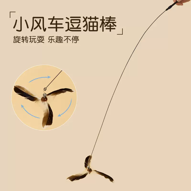 猫咪钢丝羽毛逗猫棒长杆可替换头猫玩具自嗨猫咪磨牙幼猫用品6