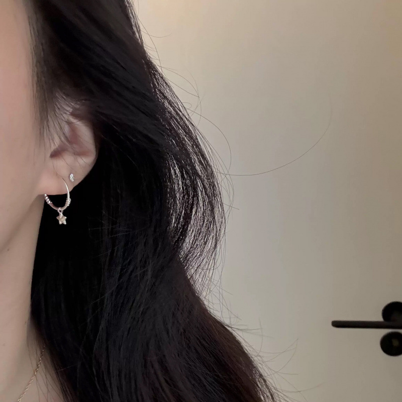 New Plain Hoop Five-pointed Star Earrings For Women, Light Luxury, High-end Feel, Versatile, Niche Design, Exquisite Ear_voghion.com