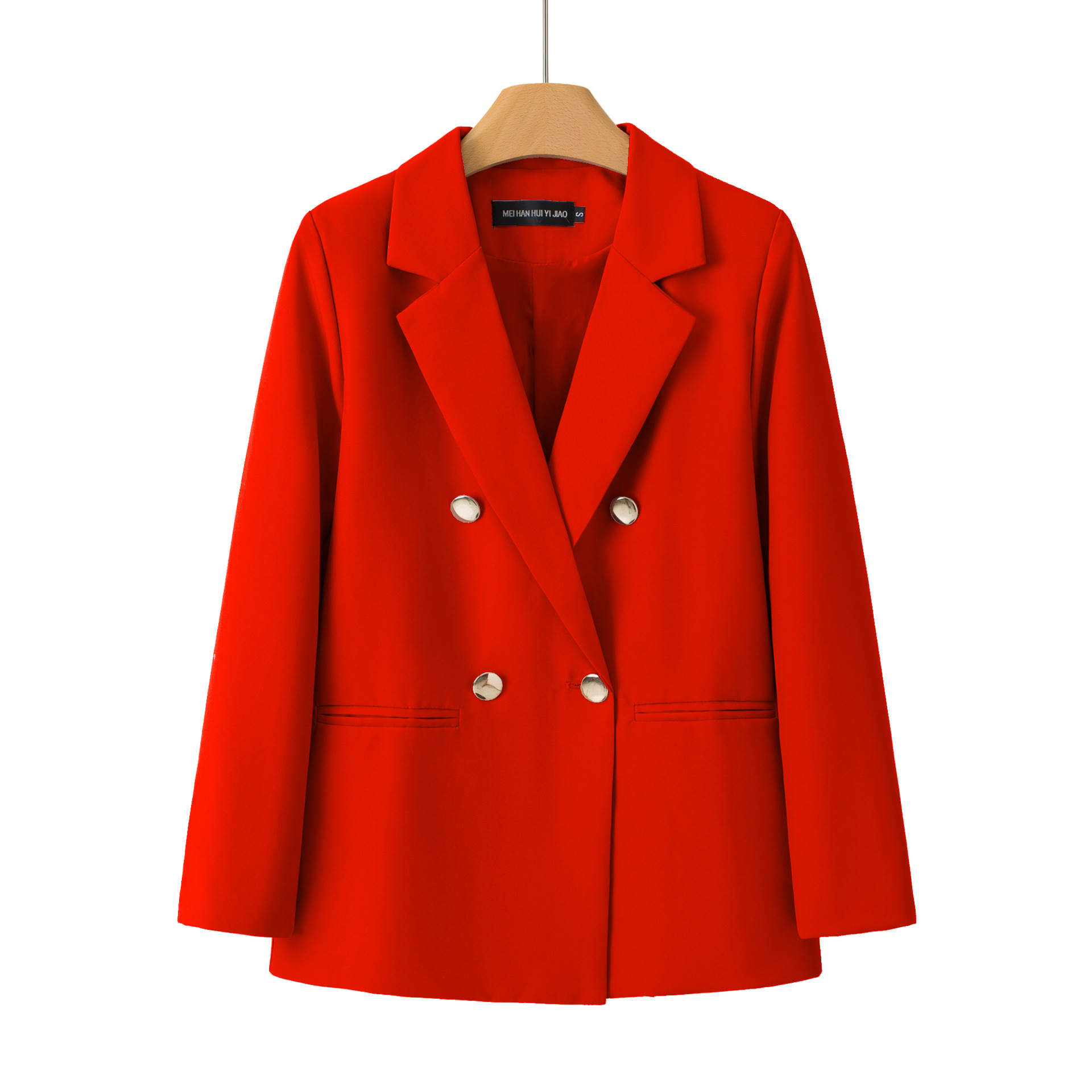 Spring Blazer for Women 2026 Spring and Autumn Double-Breasted Red Suit Jacket, Stylish and Slimming, Trendy Street Fashion Top for Women