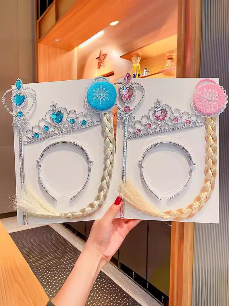 Corona para niños, peluca de Frozen, trenzas, accesorios para el cabello de súper hadas, diadema con forma de princesa para niñas, horquilla, tocado de Aisha