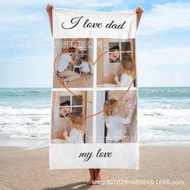 跨境个性化名字图片定 制沙滩巾超细纤维印花浴巾吸水毛巾沙滩