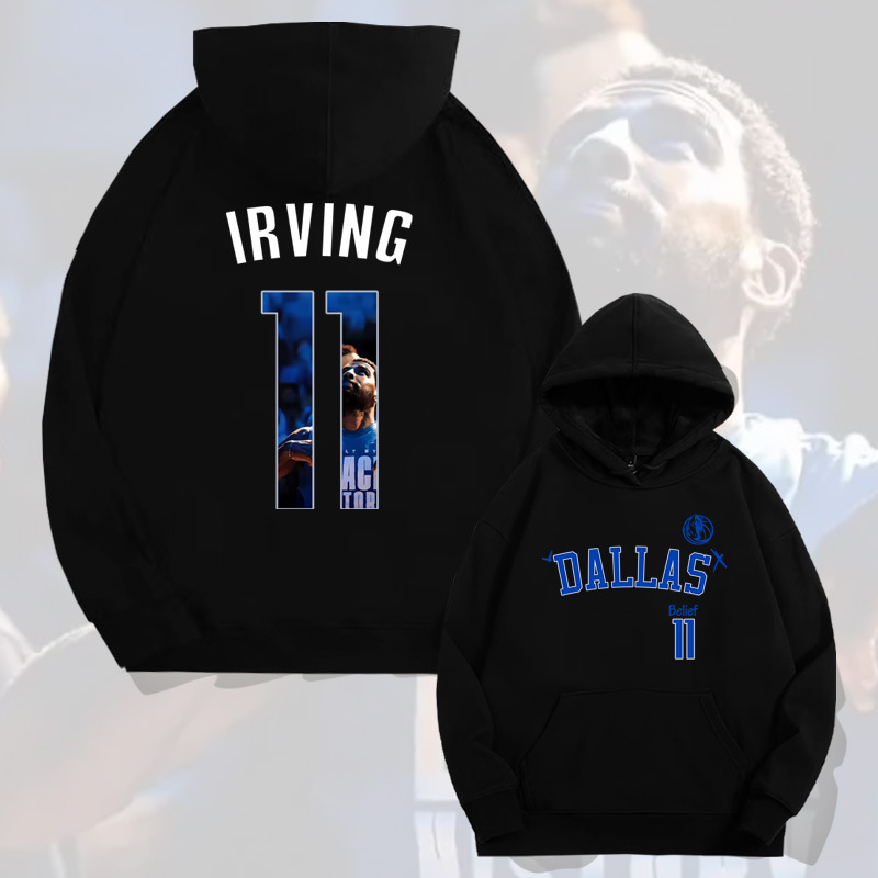 Basketball Mavericks Irving No. 11 Hooded Pullover Sweatshirt Men's Autum Youth Trendy Brand Loose Off-Shoulder Long-Sleeved Jacket