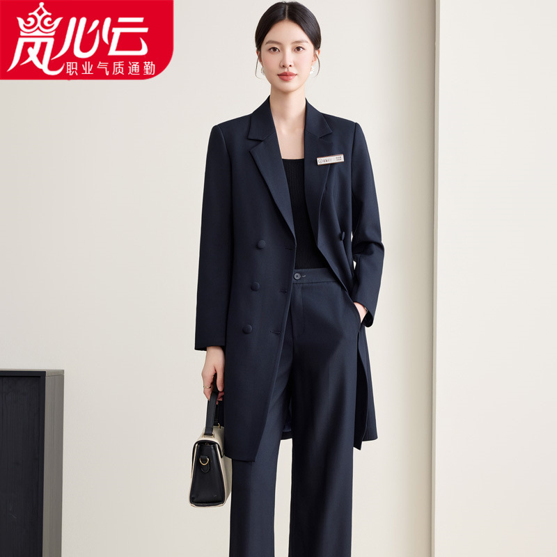 Black Suit Windbreaker Jacket for Women 2025 Spring & Fall New Style High-End Small Professional Mid-Length Casual Coat