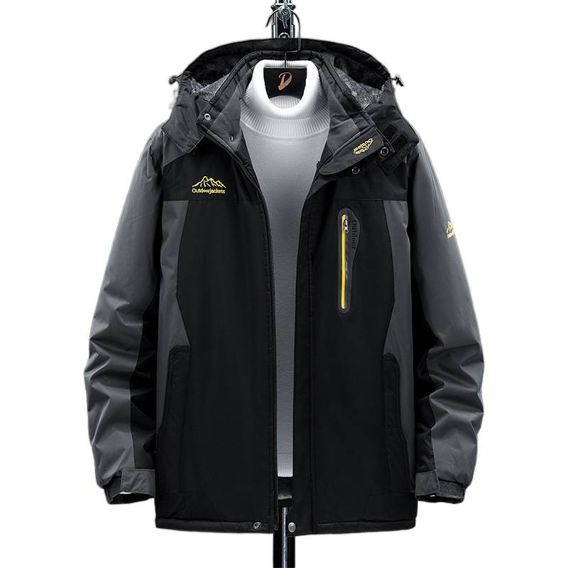 Cross-Border Outdoor Large Size Windproof Jackets for Men and Women, Plus Velvet Jackets, Waterproof Plus Velvet Jackets, Mountaineering and Skiing Group Clothing