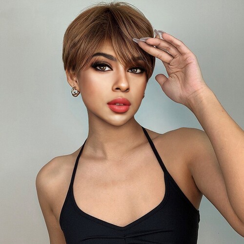 Cross-border foreign trade European and American new wigs for women, fashionable short hair, full headgear, wig, simulated human short straight hair, overseas shipping