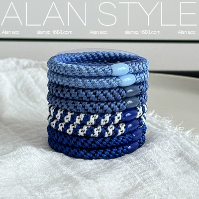 Korean-Style Simple Braided Hair Tie Saç üçün rezinlər - denim-blue-6cm