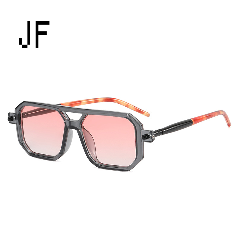 Retro Square Men's Sunglasses With Double Bridge Minimalist Style_voghion.com
