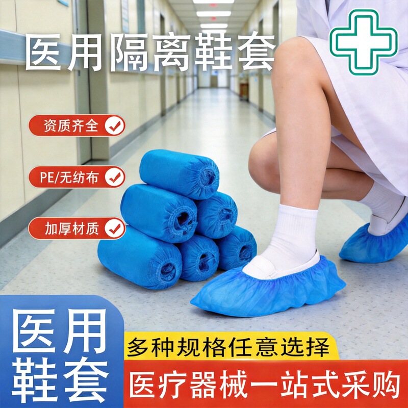 Spot Medical Non-Woven Foot Covers Disposable Indoor Isolation Boot Covers Thickeneded Medical Pe Shoe Covers Wholesale Protection