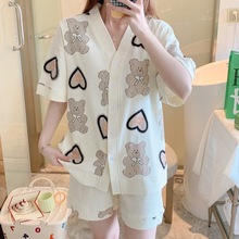 喜月夏季新款月子服孕妇哺乳宽松睡衣薄款产妇产后喂奶衣两件套装