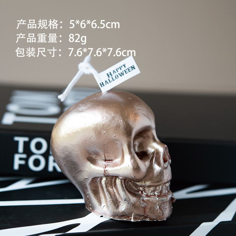 Ventas transfronterizas calientes de oro rosa de alto nivel de cráneo vela vela decoración adornos de Halloween al por mayor regalos de acompañantes