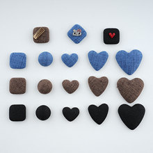 韩版潮流布艺桃心包扣平底纽扣DIY头饰发饰女手机壳材料配件批发