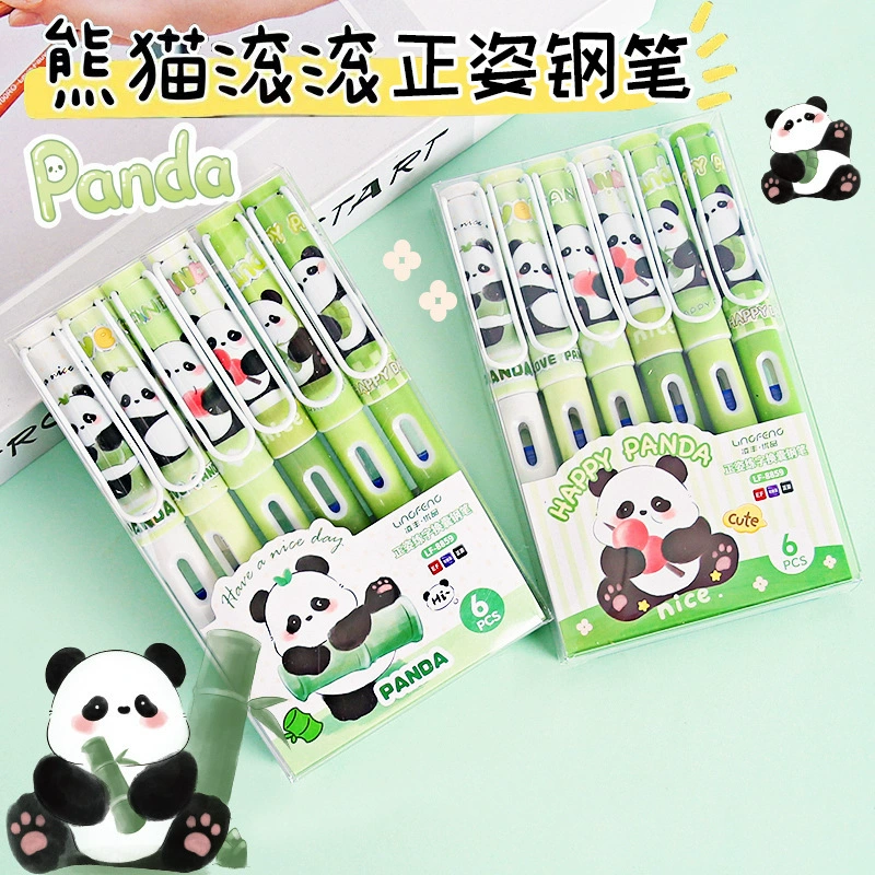 Новый 8859 Panda Box Pen Cartoon Cute Panda Gangbang Student Practice Special Replaceable Ink Bag Wholesale