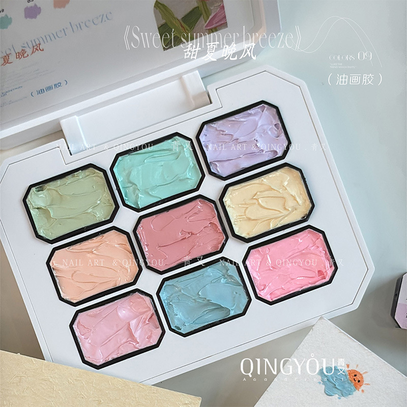 El nuevo pegamento de esmalte de uñas Paipai de celebridades de Internet, Jiugongge, sin lavado, dulce viento de la noche de verano, pegamento para pintura al óleo, color pintado, herramientas de pegamento al por mayor