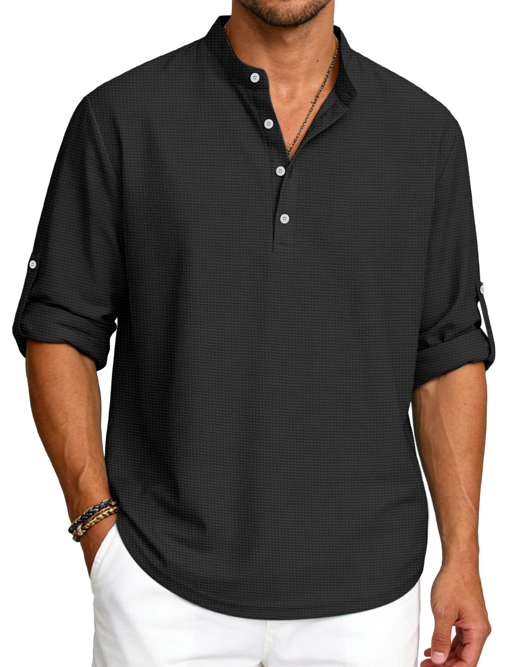 Europa y Estados Unidos transfronterizos TK estación independiente hombre polo de manga larga botón transpirable de verano casualidad camiseta de polo a cuadrillas