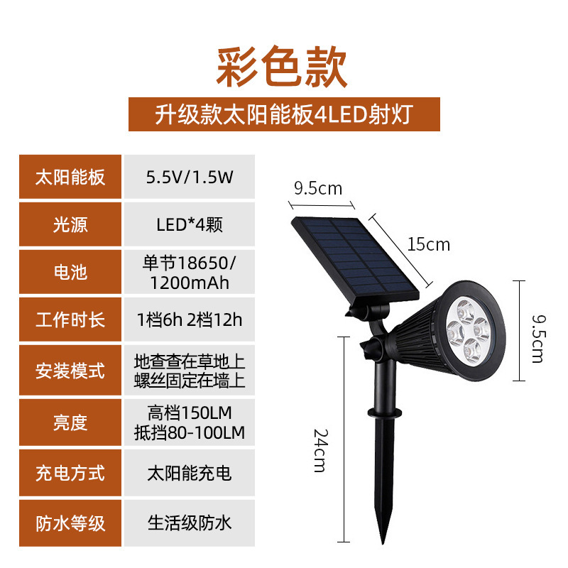 Transfronteriza solar plug-in lámpara al aire libre parque LED césped jardín proyector lámpara de jardín colorido RGB plug-in lámpara