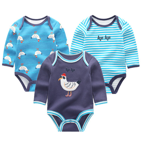 Newborn bag fart clothes cartoon baby clothes cotton long-sleeved baby jumpsuit three-piece set one piece drop shipping