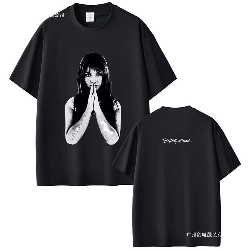 Hot-Selling Britney Spears Face Graphic T-Shirt Summer Men's and Women's Fashion Casual Oversized T-Shirt for Men and Women