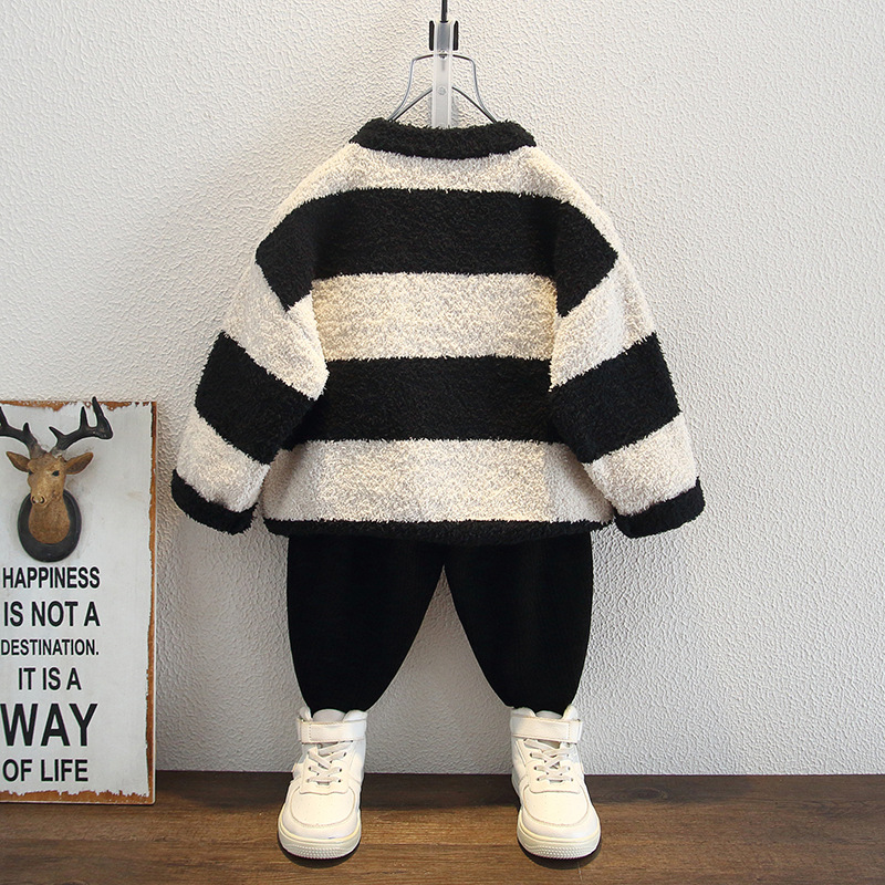 6479 Ropa para niños Suéter de otoño e invierno para niños 2025 Nuevo suéter casual para niños de punto a rayas para bebés