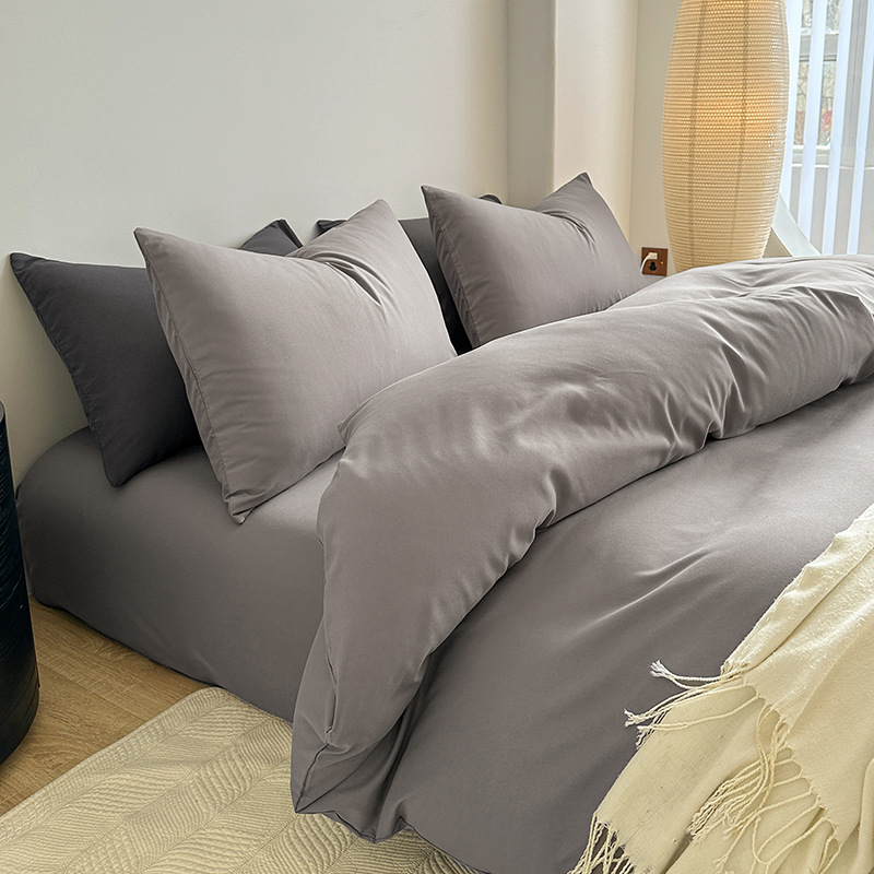 Cinza claro minimalista / Tamanho pequeno 1,2 m [capa de edredão 150*200 folhas 160*230 fronha] conjunto de três peças