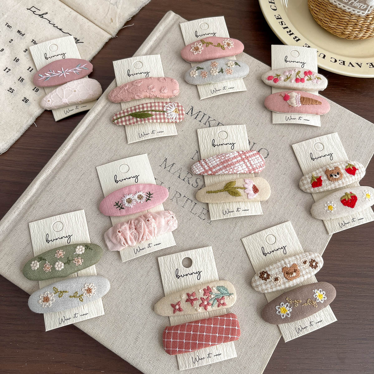 Cute and Fresh Embroidered Flower Hair Clips for Children, Sweet and Versatile, Gentle on Hair, Side Hairpins, Hair Clips for Girls