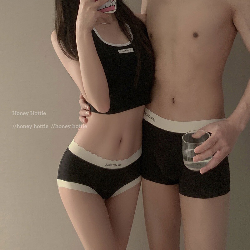 男性と女性のための大きいサイズの高弾性カップル下着、ソフトモーダル、軽くてシンプル、純粋な欲望、ミッドウエスト、ヒップカバーブリーフ|undefined