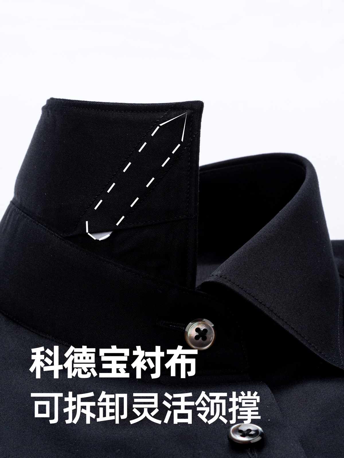 Camisas negras de mangas largas de algodón para hombres DP sin escaldar 200 camisas empresariales gerente general, presidente, CEO, hombre
