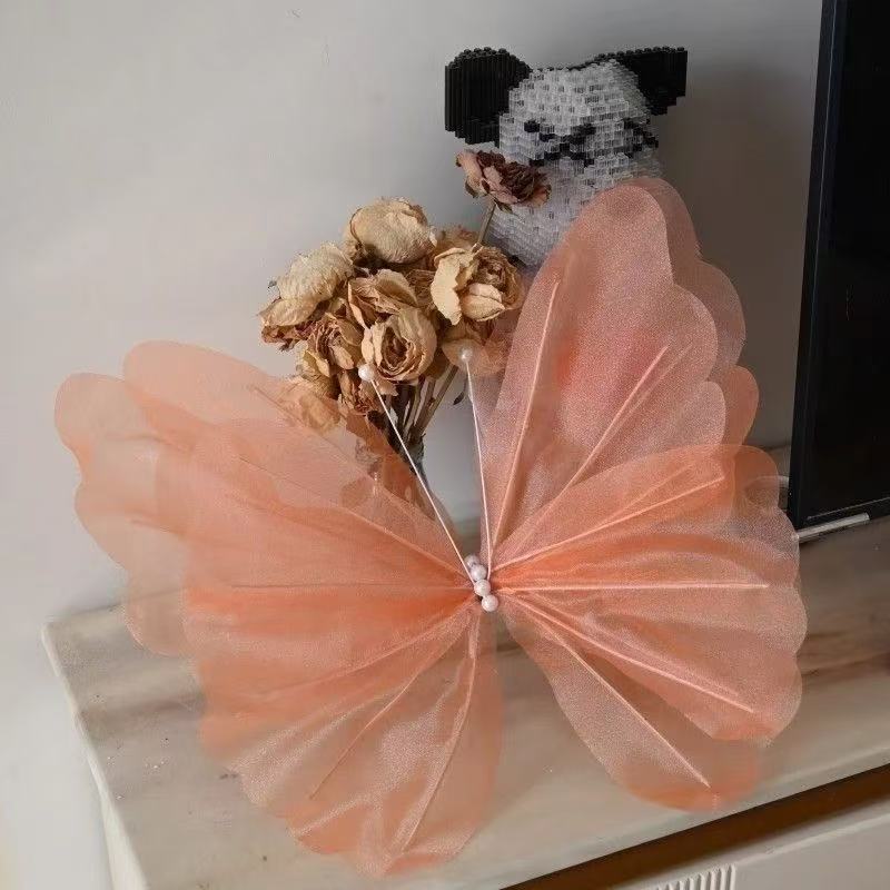 Casamiento mariposa perla decoración de la sala de estar tridimensional flor de seda decoración de la boda